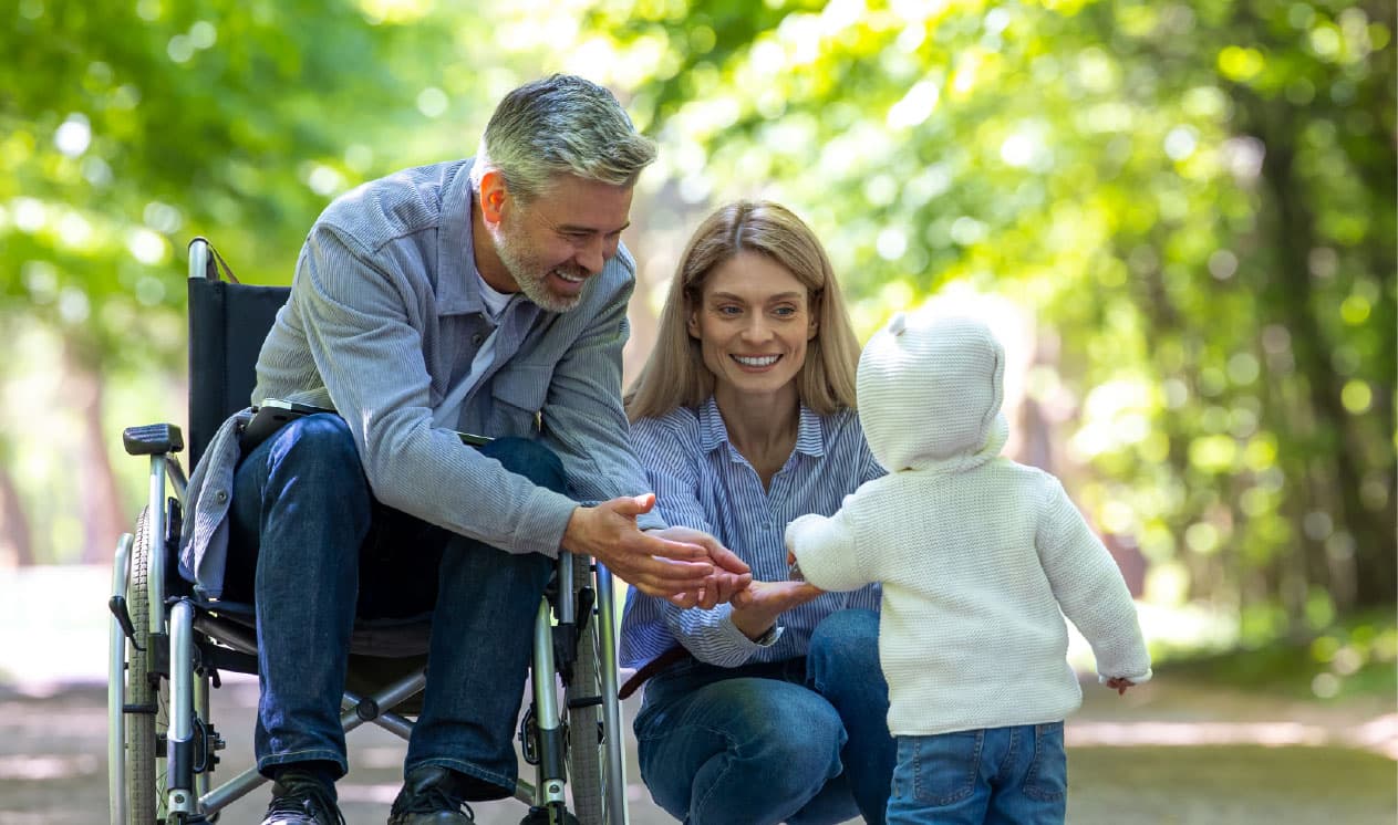 Two people having a conversation outdoors